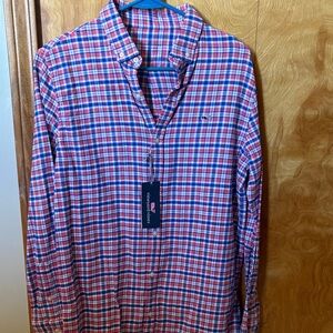 Vineyard Vines Red and Blue Plaid Button-Down Shirt